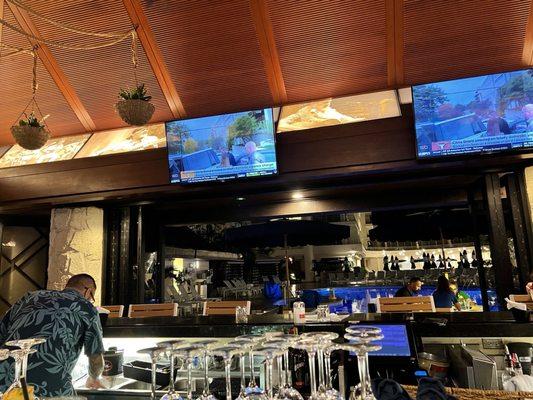 Bar overlooking the pool