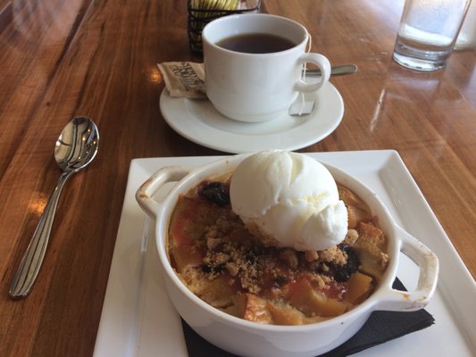 Bread pudding with ice cream and fruit