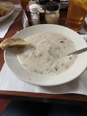 My bowl of cream of mushroom soup. It's so good I could have eaten two bowls. Haha!