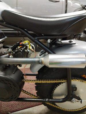 Coleman minibike with RLV muffler welded by Discount muffler.