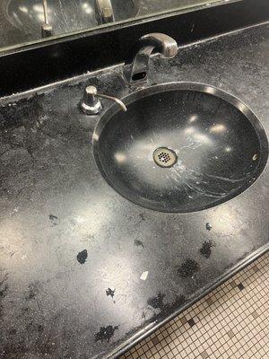 Typical filthy sink. Housekeeping not high on the list at this facility.