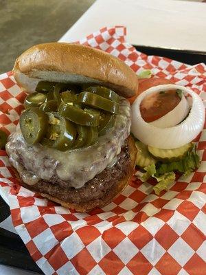 Double burger w/ jalapeños & cheese