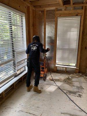 Removal of glued down wood floors