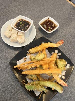 Tempura and shumai