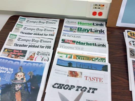 Sampling of the newspapers printed at this facility