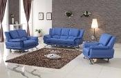 Milano Leather Sofa Set Blue