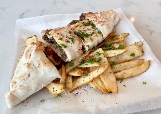 Beef shawarma calzone