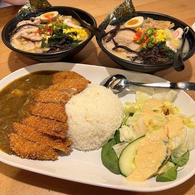 1. Kyushu Tonkotsu Ramen, 3. Hokkaido Miso Ramen, Pork Cutlet Curry Platter