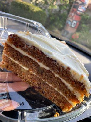 Moist and heavy carrot cake with cream cheese icing!