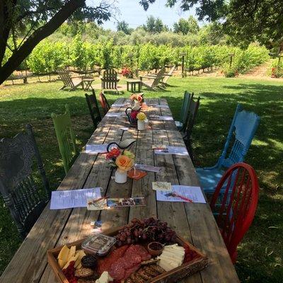 The table setup for our reservation to wine taste