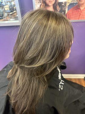 Highlights, color, toner, Haircut and blow dry 
Done by Joanna