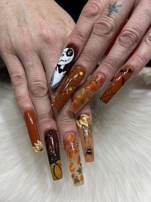 Fresh Halloween fall set done by Vicky nail art by Tina !!