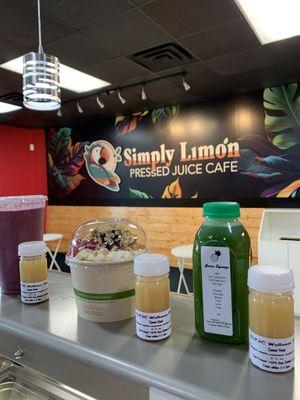 Immunity shots, cold pressed juice, smoothies, Acai, Coconut, or Pitaya bowls