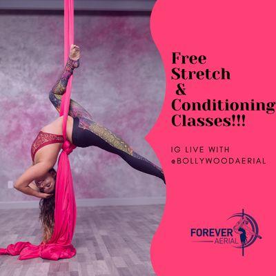 During the coronavirus, Forever Aerial will be offering free classes on IG live and tutorials as well.