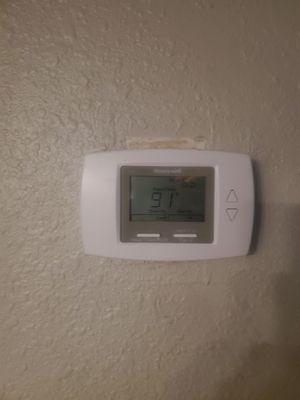 Our new thermostat, showing a drop from 98 degree to 91 in 25 minutes.