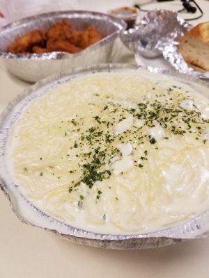 Alfredo with Angel hair. Need salt but was good