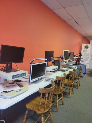 display of reading machines available to loan