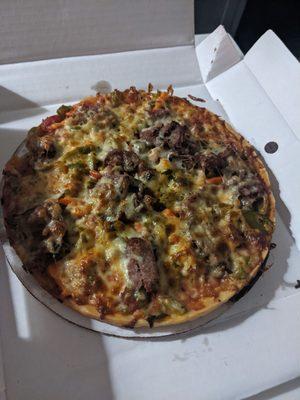 Small thin crust sausage/mushroom