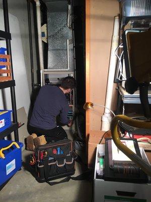 Furnace repair by Comfort First Heating and Cooling in Minooka, IL.