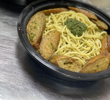 Vegan Italian Sausage with Basil Pesto