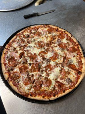 all meat pizza