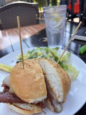 New Yorker on gfree bread with a side Caesar salad