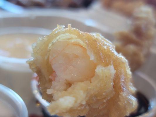 Too much breading on the tempura shrimp.