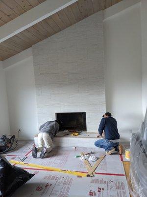 Fireplace - During construction.