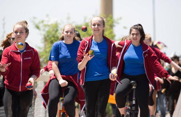 Actors Gym Youth Ensemble members performing in a local parade!