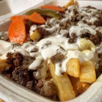 Steak Fries, $8 -- DECENT, but don't finish them if you want to respect yourself later...