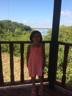 My niece in the gazebo that overlooks the lake!