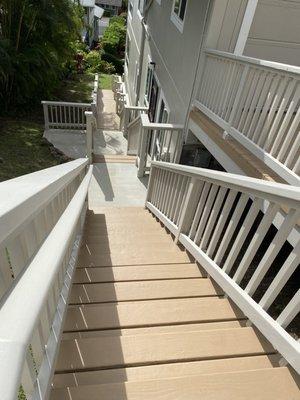 Lots of steps down the hillside by our house. Nice handrails and pickets.