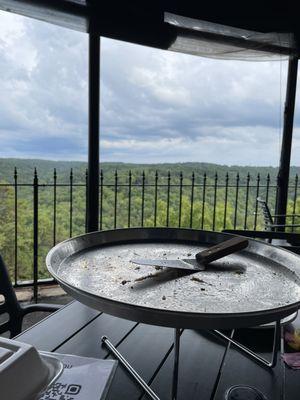 Empty pizza pan with view