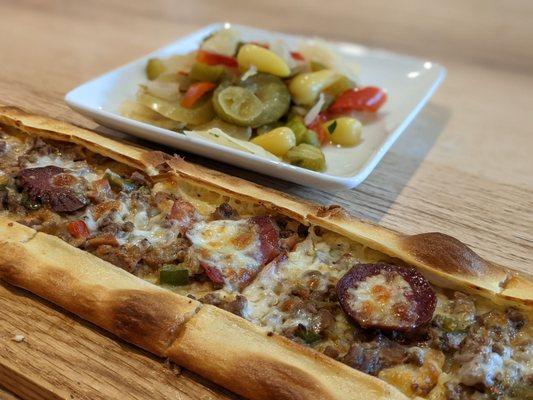 Meat lovers pide & condi