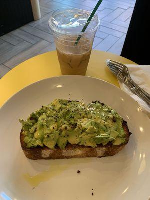 Avocado toast and cold brew