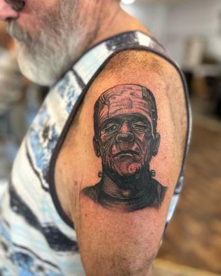 Tattoo artist George,
Frankenstein tattoo