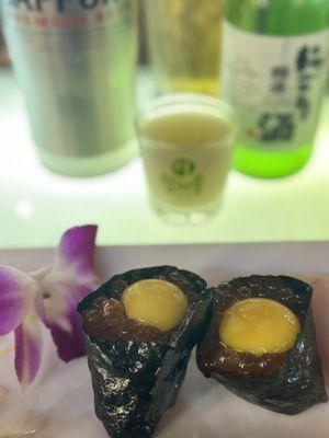 Ikura and quail eggs