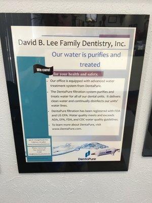 Dr Lees family dentistry uses water  that is purified and treated - Dentapure