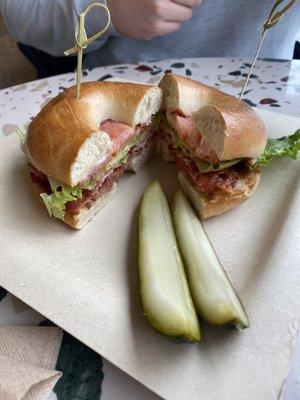 BLT on plain bagel