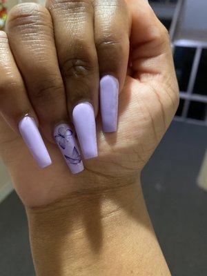 Full set gel long with butterfly design