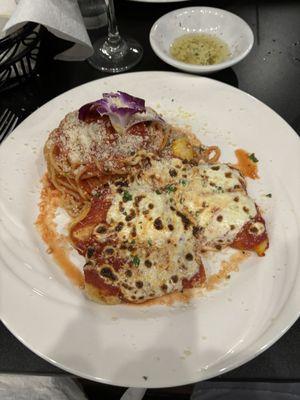 Chicken Parmagiana with spaghetti