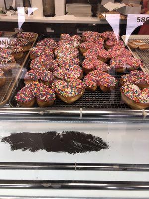 Heart shaped sprinkled donuts!