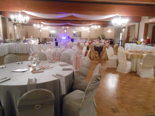 Our Ballroom can accommodate up to 400 guests with a large dance floor!