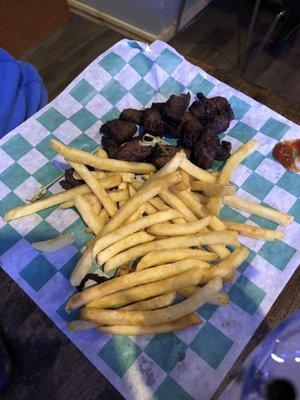 Steak bites with fries