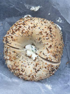 Everything bagel with Scallion Cream Cheese