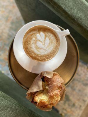 Cappuccino and blueberry muffin