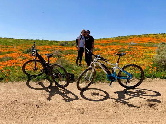 Riding our Haibikes from Open Trails Ebikes out in the Lancaster Poppy Reserve