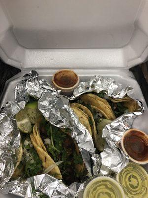 Pastor and Asada Tacos!!! They the Bomb! Great Authentic Mexican Food