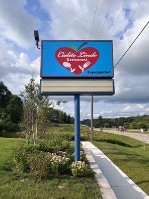 Road sign - Cielito Lindo Restaurant and Supermarket