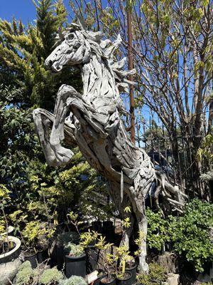 Teak driftwood horse statue.